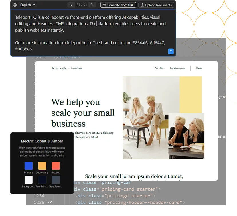 How to generated web designs with AI in TeleportHQ